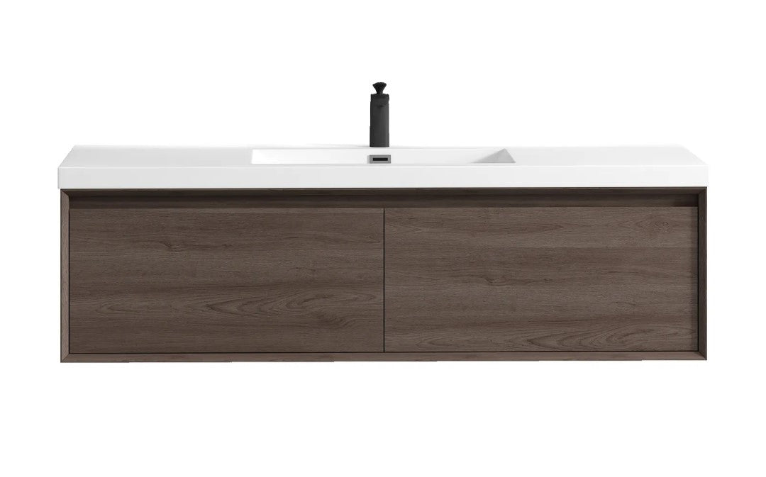 Bella 60" Wall Mounted Bathroom Vanity with Reinforced Acrylic Integrated Sink Top