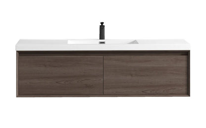 Bella 60" Wall Mounted Bathroom Vanity with Reinforced Acrylic Integrated Sink Top
