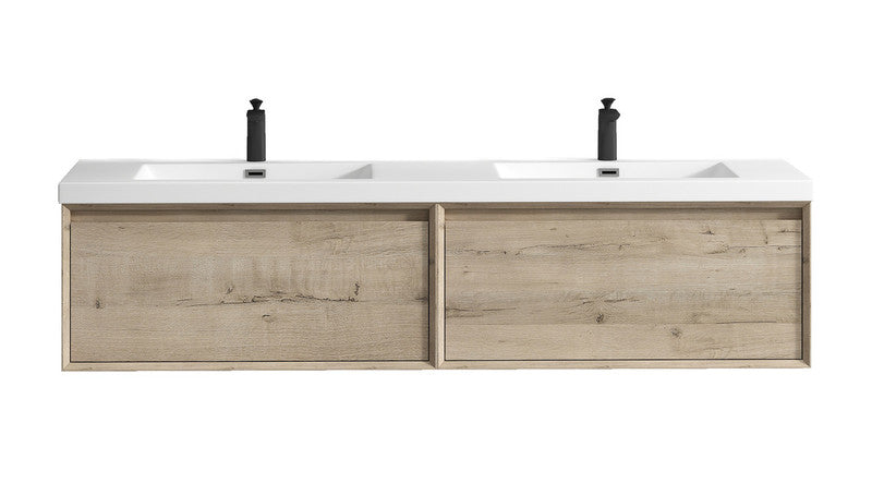 Bella 72" Wall Mounted Bathroom Vanity with Reinforced Acrylic Integrated Sink Top