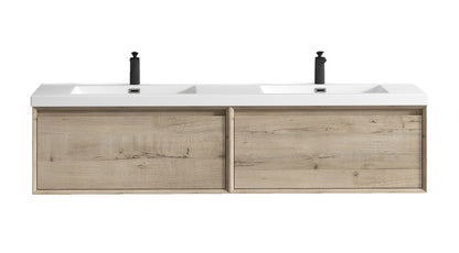 Bella 72" Wall Mounted Bathroom Vanity with Reinforced Acrylic Integrated Sink Top