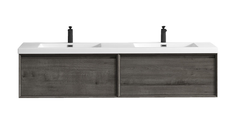 Bella 72" Wall Mounted Bathroom Vanity with Reinforced Acrylic Integrated Sink Top