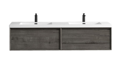 Bella 72" Wall Mounted Bathroom Vanity with Reinforced Acrylic Integrated Sink Top