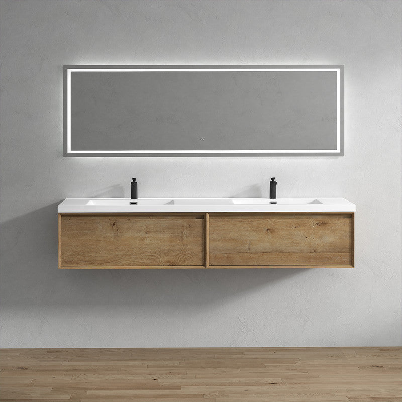 Bella 84" Wall Mounted Bathroom Vanity with Reinforced Acrylic Integrated Sink Top