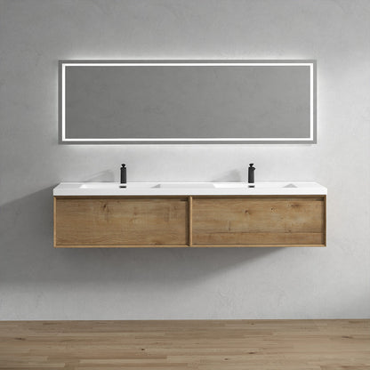 Bella 84" Wall Mounted Bathroom Vanity with Reinforced Acrylic Integrated Sink Top
