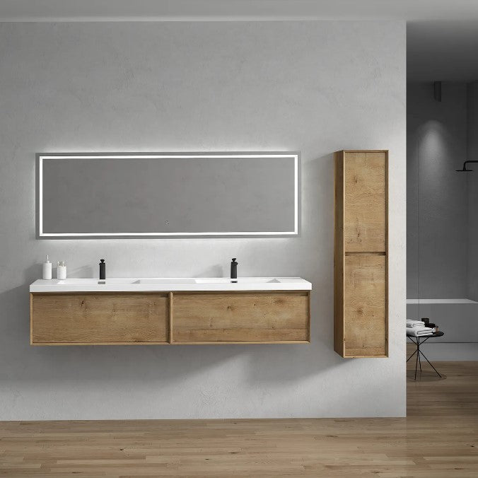 Bella 84" Wall Mounted Bathroom Vanity with Reinforced Acrylic Integrated Sink Top