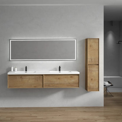 Bella 84" Wall Mounted Bathroom Vanity with Reinforced Acrylic Integrated Sink Top