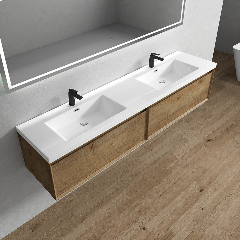 Bella 84" Wall Mounted Bathroom Vanity with Reinforced Acrylic Integrated Sink Top