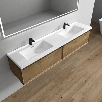 Bella 84" Wall Mounted Bathroom Vanity with Reinforced Acrylic Integrated Sink Top
