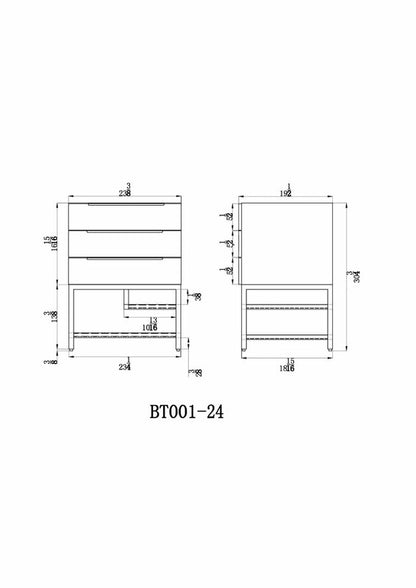 Bethany 24" Freestanding Bathroom Vanity with Reinforced Acrylic Integrated Sink Top