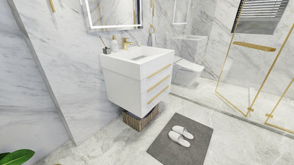 Bethany 24" Wall Mounted Bathroom Vanity with Reinforced Acrylic Integrated Sink Top