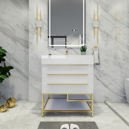 Bethany 30" Freestanding Bathroom Vanity with Reinforced Acrylic Integrated Sink Top