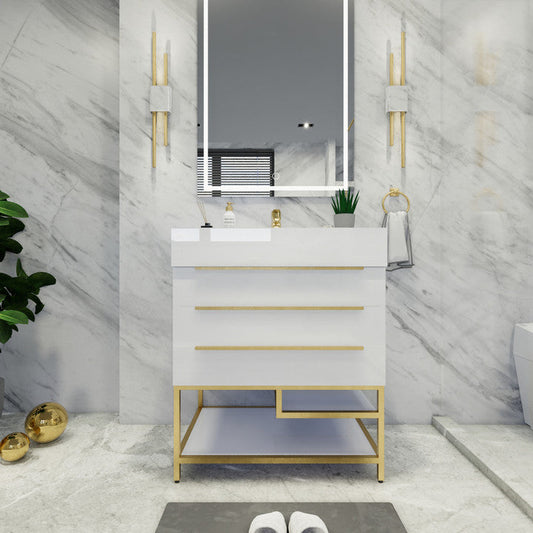 Bethany 30" Freestanding Bathroom Vanity with Reinforced Acrylic Integrated Sink Top