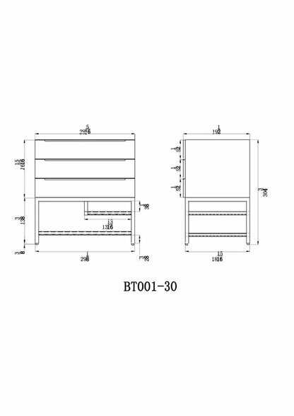 Bethany 30" Freestanding Bathroom Vanity with Reinforced Acrylic Integrated Sink Top