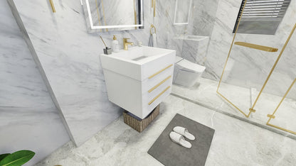 Bethany 30" Wall Mounted Bathroom Vanity with Reinforced Acrylic Integrated Sink Top
