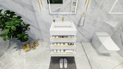 Bethany 30" Wall Mounted Bathroom Vanity with Reinforced Acrylic Integrated Sink Top