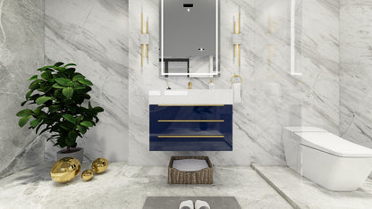Bethany 30" Wall Mounted Bathroom Vanity with Reinforced Acrylic Integrated Sink Top