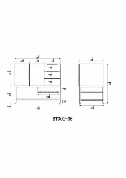 Bethany 36" Freestanding Bathroom Vanity with Reinforced Acrylic Integrated Sink Top