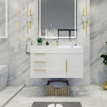 Bethany 36" Wall Mounted Bathroom Vanity with Reinforced Acrylic Integrated Sink Top