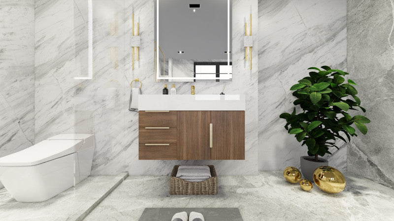 Bethany 36" Wall Mounted Bathroom Vanity with Reinforced Acrylic Integrated Sink Top