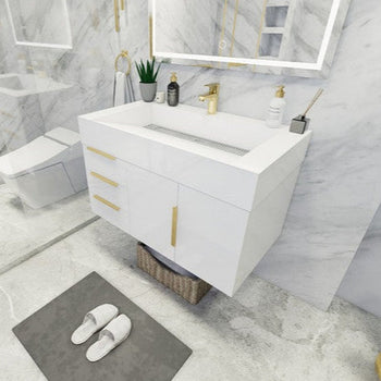 Bethany 36" Wall Mounted Bathroom Vanity with Reinforced Acrylic Integrated Sink Top