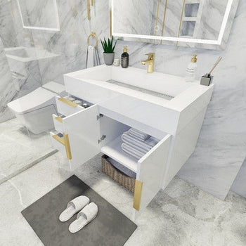 Bethany 36" Wall Mounted Bathroom Vanity with Reinforced Acrylic Integrated Sink Top