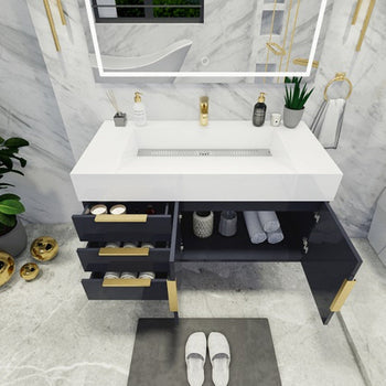 Bethany 42" Wall Mounted Bathroom Vanity with Reinforced Acrylic Integrated Sink Top