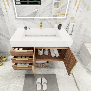 Bethany 42" Wall Mounted Bathroom Vanity with Reinforced Acrylic Integrated Sink Top