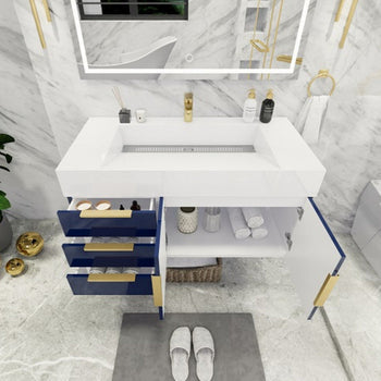Bethany 42" Wall Mounted Bathroom Vanity with Reinforced Acrylic Integrated Sink Top