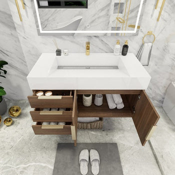 Bethany 42" Wall Mounted Bathroom Vanity with Reinforced Acrylic Integrated Sink Top