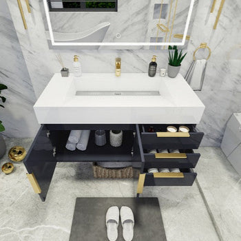 Bethany 42" Wall Mounted Bathroom Vanity with Reinforced Acrylic Integrated Sink Top