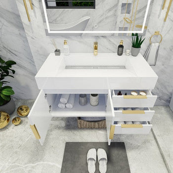 Bethany 42" Wall Mounted Bathroom Vanity with Reinforced Acrylic Integrated Sink Top