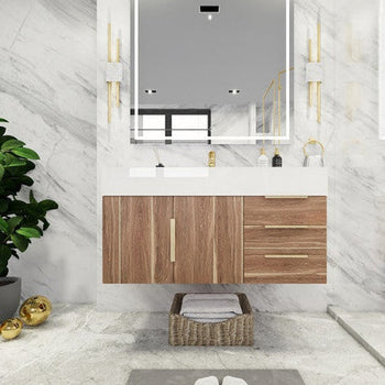 Bethany 42" Wall Mounted Bathroom Vanity with Reinforced Acrylic Integrated Sink Top