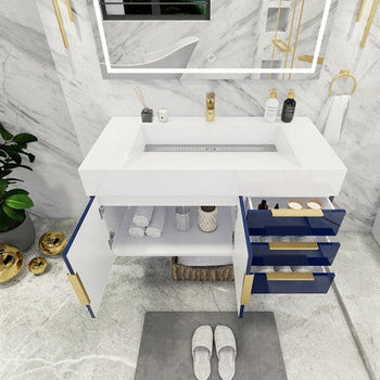 Bethany 42" Wall Mounted Bathroom Vanity with Reinforced Acrylic Integrated Sink Top