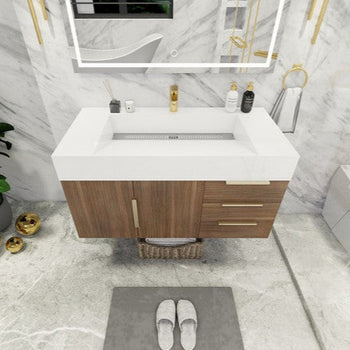 Bethany 42" Wall Mounted Bathroom Vanity with Reinforced Acrylic Integrated Sink Top