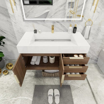 Bethany 42" Wall Mounted Bathroom Vanity with Reinforced Acrylic Integrated Sink Top