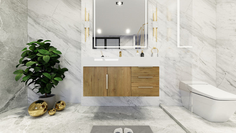 Bethany 42" Wall Mounted Bathroom Vanity with Reinforced Acrylic Integrated Sink Top