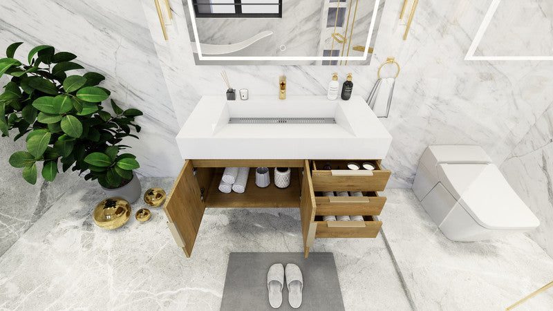 Bethany 42" Wall Mounted Bathroom Vanity with Reinforced Acrylic Integrated Sink Top