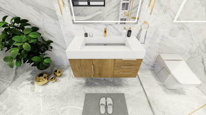 Bethany 42" Wall Mounted Bathroom Vanity with Reinforced Acrylic Integrated Sink Top