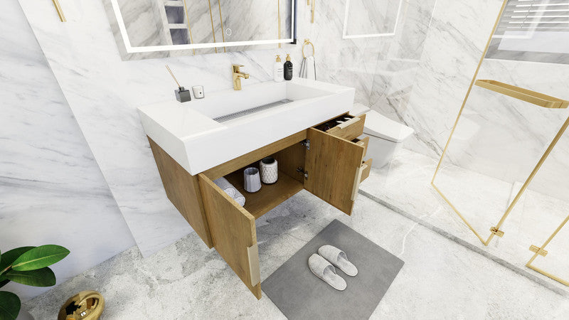 Bethany 42" Wall Mounted Bathroom Vanity with Reinforced Acrylic Integrated Sink Top