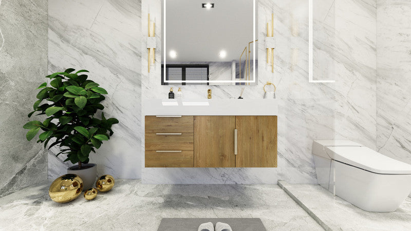Bethany 42" Wall Mounted Bathroom Vanity with Reinforced Acrylic Integrated Sink Top