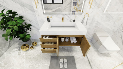 Bethany 42" Wall Mounted Bathroom Vanity with Reinforced Acrylic Integrated Sink Top