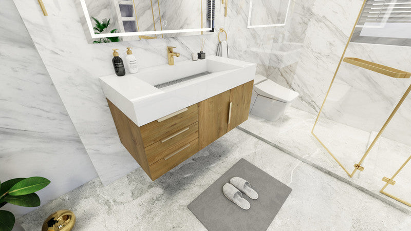 Bethany 42" Wall Mounted Bathroom Vanity with Reinforced Acrylic Integrated Sink Top