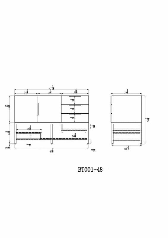 Bethany 48" Freestanding Bathroom Vanity with Reinforced Acrylic Integrated Sink Top