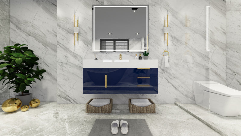 Bethany 48" Wall Mounted Bathroom Vanity with Reinforced Acrylic Integrated Sink Top