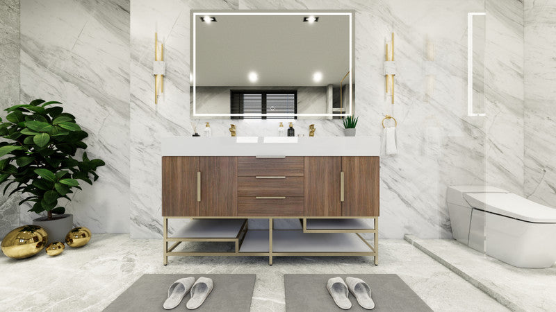 Bethany 60" Freestanding Bathroom Vanity with Reinforced Acrylic Integrated Sink Top