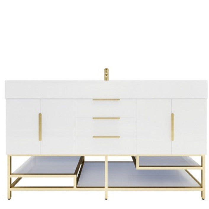 Bethany 60" Freestanding Bathroom Vanity with Reinforced Acrylic Integrated Sink Top