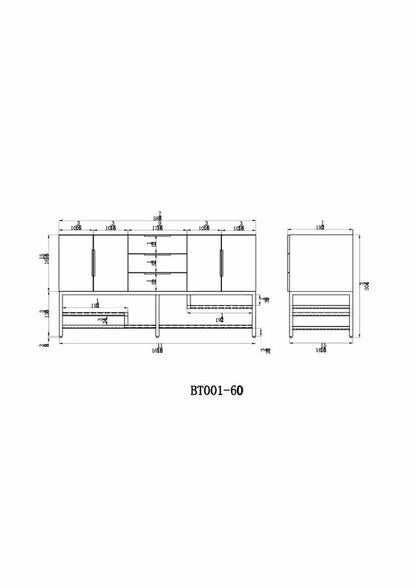 Bethany 60" Freestanding Bathroom Vanity with Reinforced Acrylic Integrated Sink Top