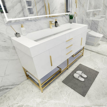 Bethany 60" Freestanding Bathroom Vanity with Reinforced Acrylic Integrated Sink Top