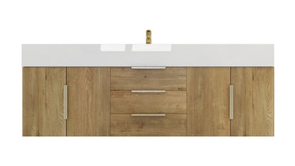 Bethany 60" Wall Mounted Bathroom Vanity with Reinforced Acrylic Integrated Sink Top