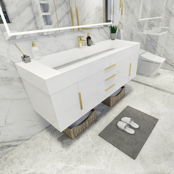 Bethany 60" Wall Mounted Bathroom Vanity with Reinforced Acrylic Integrated Sink Top